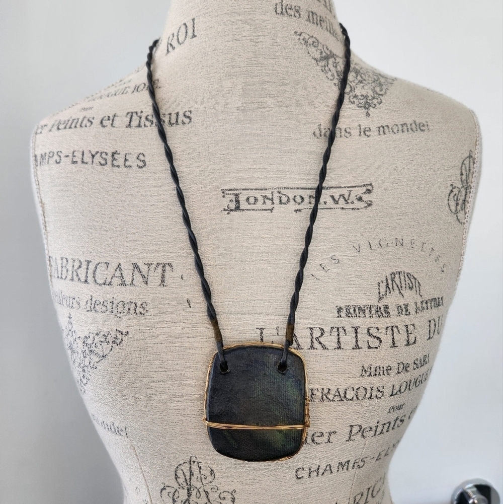 Vintage handmade pottery necklace